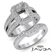 Diamond Engagement Split Shank Ring Emerald Bridal Setting 14k Gold White 2Ct