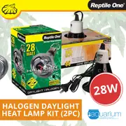 Reptile One Halogen Daylight Heat Lamp Kit w/ Ceramic Dome Reflector 28W (2pc)
