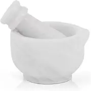 Marble Mortar and Pestle 2'' Inches White Handmade Mortar and Pestle Set for Kitchen Accessories - Mortar and Pestle for Spice Grinder Manual, Pestle and Mortar Bowl, Mini Crusher Bowl