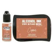 Couture Stayz in Place Alcohol Ink Pad + 12ml reinker - Copper Pearlescent
