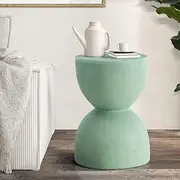Oikiture Side Table for Living Room Round Coffee Table Stand End Table Concrete Bedside Table, Green