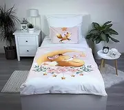 Theonoi Children's Bed Linen Toddler Baby Bed Complete Set Duvet Cover 100 x 135 cm and Pillowcase 40 x 60 cm Cotton Oeko-Tex Standard for Boys and Girls Forest Animals Fox