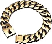 Strong Heavy Duty 316L Stainless Steel, Secure Snap Buckle- Cuban Link Chain Collar for Large Dogs(Stainless Steel,20'')