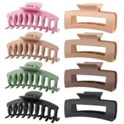 8 Pack Big Hair Claw Clips for Women Beige, Pink, Green, Khaki, Brown, Black