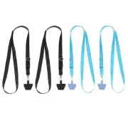 4Pcs Smart Phone Lanyard with 4 Patches, Black/Lake Blue (73-50cm)