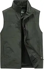 [Generic] Men's Lightweight Windproof Winter Vest,Cotton Padded Quick-Drying Gilet for Outdoor Activities Fishing and Photography