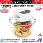 Halogen Convection Oven 17L Glass Bowl 1400W With Extension Ring Digital Timer