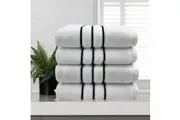 Amor Classic Dobby Stripe Super Soft Premium Cotton White Hand Towel 4 Pack