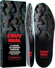 [CRUVHEAL] (New) Work Comfort Orthotic Insoles - Anti Fatigue Shoe Insert Men Women for Plantar Fasciitis - Cushioned Arch Support - Shock Absorption - Foot Pain Relief - Work Boot Insoles (Black Hexagons, L)