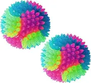 Small, Large, 5cm/2in, 7cm/2.8in Light-Up Cat & Dog Balls Flashing Elastic Ball Bouncy Works in The Dark Interactive Jumping Ball Blinking Toys for Pets (2 pcs Small Spiky Balls)