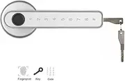 Smart Lock, TTlock Tuya Smart Home Fingerprint Electronic Door Lock Password APP Mechanical Key Security Biometric Handle Lock,for Bedroom Hotel Office Apartment(Silver Standard) FANDIAO