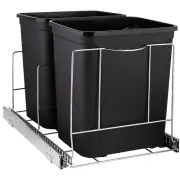 Hold N' Storage Pull Out Double Trash Can under Cabinet – Heavy Duty Metal Slidi