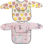Kisangel 2 Pack Muslin Bandana Drool Bib Feeding Smock for Newborns Toddlers Random Style