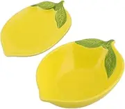 Zerodeko 2pcs Lemon Shaped Ceramic Dessert Dish Versatile Serving Plates for Fruits Salads and Snacks for Home Kitchen and Entertaining