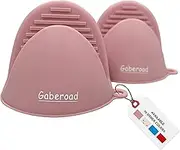 Gaberoad Thickened Mini Silicone Oven Mitts Heat Resistant as Hot Pot Holder, Baking Holder, Rubber Oven Gloves, Finger Pinch Grips, Potholder Mitts for Kitchen Cooking, 1 Pair, Macaron Pink