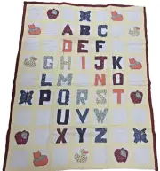Baby Quilt ABC Alphabet Hand Made 100% Cotton New in Bag Vintage 56"x46 inches