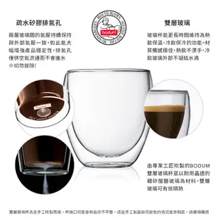 Bodum 雙層玻璃馬克杯 Pavina 80c.c 無把手系列（一組兩入）