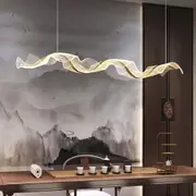 BAMDECOR Modern Minimalist Ribbon Pendant Light Artistic Wave LED Chandelier for Dining Room, Bar, and Tea Room