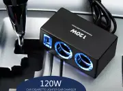 120W Car Cigarette Lighter 2 Way Socket Power Adapter USB Phone Charger Splitter