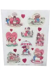 Vintage Joan Walsh Anglund Hallmark Stickers 1 Sheet 1980 Valentine's Day