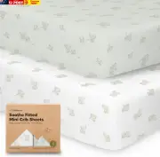 2-Pack Organic Mini Cot Sheets Fitted - Organic Cotton Pack N Play Sheets for Gr