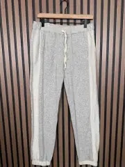 New Splendid Pants Large Gray Fleece Pull On Side Stripe Cotton Modal Joggers