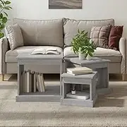 Nesting Table Set of 3, Stackable Tables Side Tables Coffee Tables End Tables Nesting Tables 3 pcs Grey Sonoma Engineered Wood