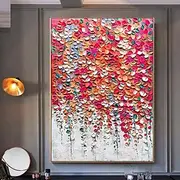 Mintura Handmade 3D Abstract Red Flower Oil Paintings On Canvas Modern Wall Art Room Decoration Texture Picture For Home Decor Rolled Frameless Unstretched Pai