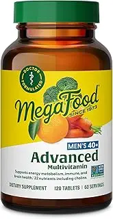 MegaFood Men's 40+ Multivitamin - Multivitamin with Vitamins C, D, B12, Biotin, Zinc, and Choline - Non-GMO, Gluten-Free, Vegetarian & Made without Dairy and Soy - 120 Tabs (60 Servings)