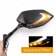 KiWAV Lucifer Style Carbon Mirrors Sequential LED with Adapters for BMW F800GS