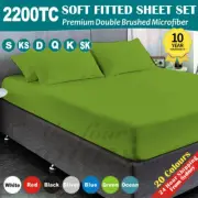 2200TC Ultra Soft Luxury Fitted Sheet Set Single/KS/Double/Queen/King/SK Bed