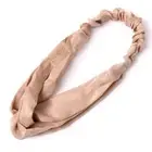 Nollia Ladies Criss Cross Elastic Stretch Headband Light Tan Solid