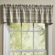 Cliffside Cream Grey Tan Plaid Country Cottage Cotton Valance 72" x14"