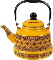 2.5L Enameled Tea Kettle Teapot Cookware Portable for Camping Outdoor Home Yellow Style B