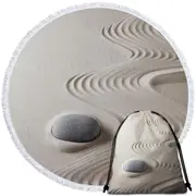 Smooth White Sand Round Beach Towel