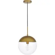 Living District LD6043BR Eclipse 1 Light 12 inch Brass Pendant Ceiling Light