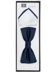 [Ferrari Formalwear] Navy & White Bow Tie Set
