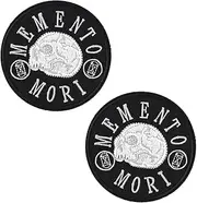 [Zcketo] 2 Pack Memento Mori Head Skeleton Patch, Funny Morale Veteran Soliders Embroidered Hook and Loop Tactical Militray Patch for Backpacks,Jackets,Clothes,Bags,Vest, Caps,Helmet,Dog Harness