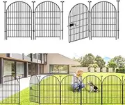 Adavin Tall Garden Fence Animal Barrier, 32 in(H) X 8.8 Ft(L) 4 Panels Dog Fences Outdoor for Yard, Black Heavy Duty Metal Temporary Fence, No Dig Garden Fencing for Yard Flower Bed Lawn Patio