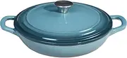 Flavehc Braiser Enameled Cast Iron Braiser 2.25 qt Braiser Pan with Lid Slateblue Shallow Cast Iron Casserole Braiser Pan with Handels