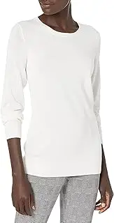 [Amazon Essentials] Women's Long-Sleeve Lightweight Crewneck Sweater (Available in Plus Size), Ivory, 1X