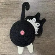 GGP 4 Pcs Black And White Cute Cat Butt Knitted Coaster Lightweight Crochet Drink Mat, 15X10Cm