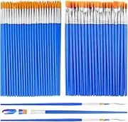 Anezus Small Paint Brushes Bulk, 100 Pcs Paint Brushes for Kids Acrylic Paint Brushes Set with Flat and Round Pointed Paint Brushes Craft Paint Brushes for Classroom Watercolor Canvas Face Painting