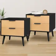 ALFORDSON 2x Bedside Table Nightstand Side Storage Cabinet Scandinavian Black