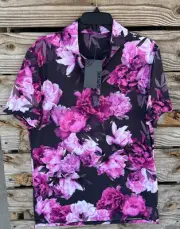 G/Fore Men's Medium Photo Foral Tech Jersey Modern Spread Collar Polo MSRP $120