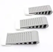 HNHN 3 Pack Set Rubber Door Stopper Wedge Jammer Stoppers Heavy Duty Door Stop Security Grey Rubber Door Stop Wedge with Holders for All Floor Types