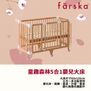 【Farska】童趣森林5合1嬰兒旗艦大床(圍欄 兒童繪畫桌 成長椅 床中床 靠墊 日本 尿布台 多用途)