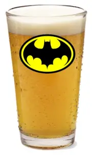 Batman (Yellow) - 16oz Pint Beer Glass Pub Style Barware Soda Seltzer Cocktail