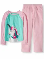 Girls' Unicorn Jersey and Minky Fleece Pajama Set
