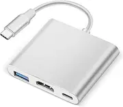USB C to HDTV Adapter, Tsemy USB C Type C Multiport Adapter, 3 in 1 hub Thunderbolt 3 Converter to HDTV 4K+USB 3.0+USB-C Fasting Charging Port, Compatible for MacBook/MacBook Pro/air/Chromebook